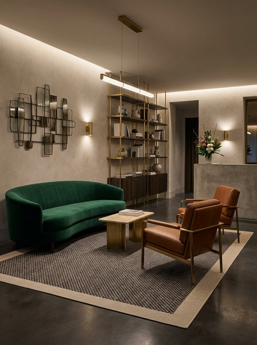 Tapete Sisalo Cream en living moderno