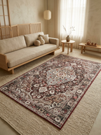 Tapete damascus en living cálido con tonos beige
