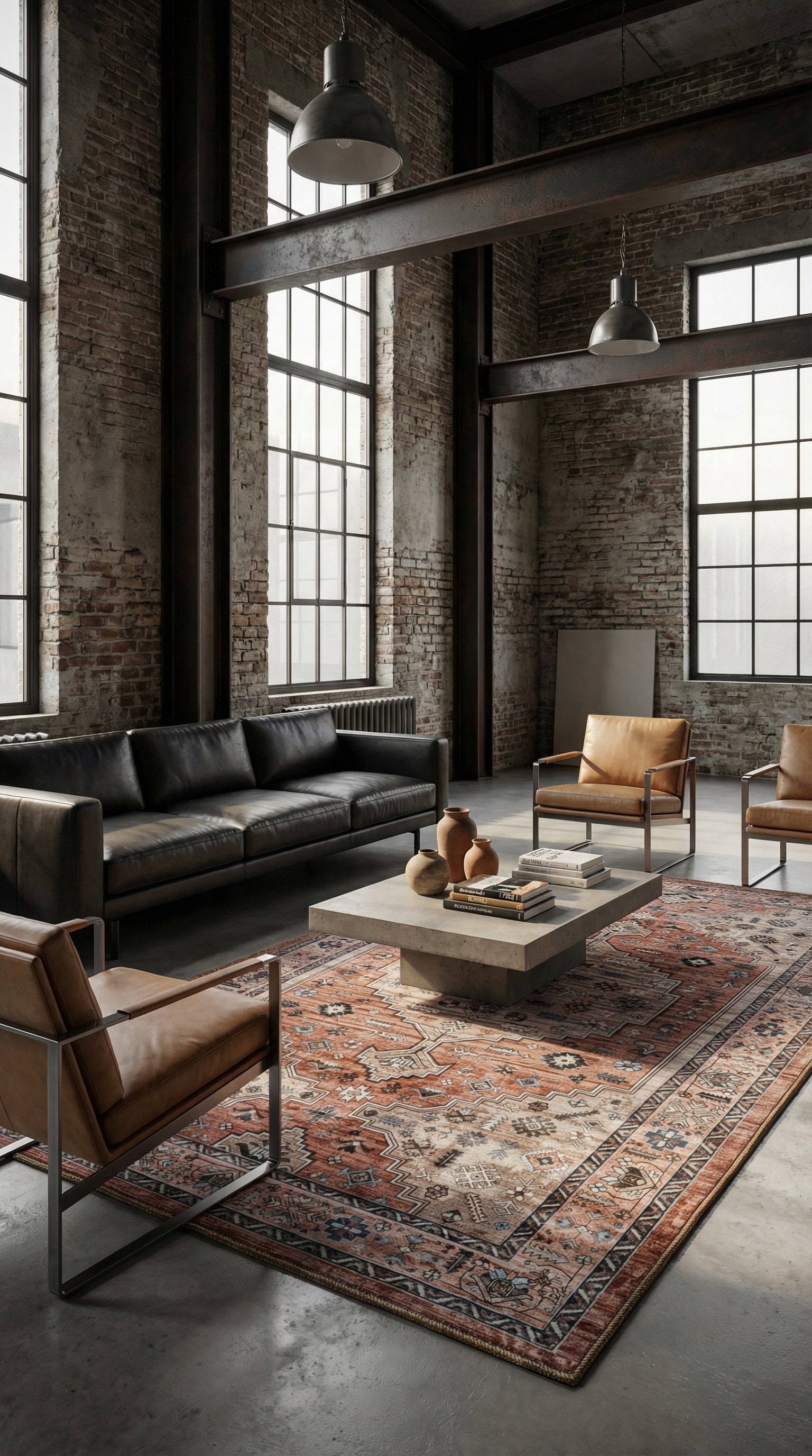 Tapete Lucca en ambiente con estilo industrial sofisticado