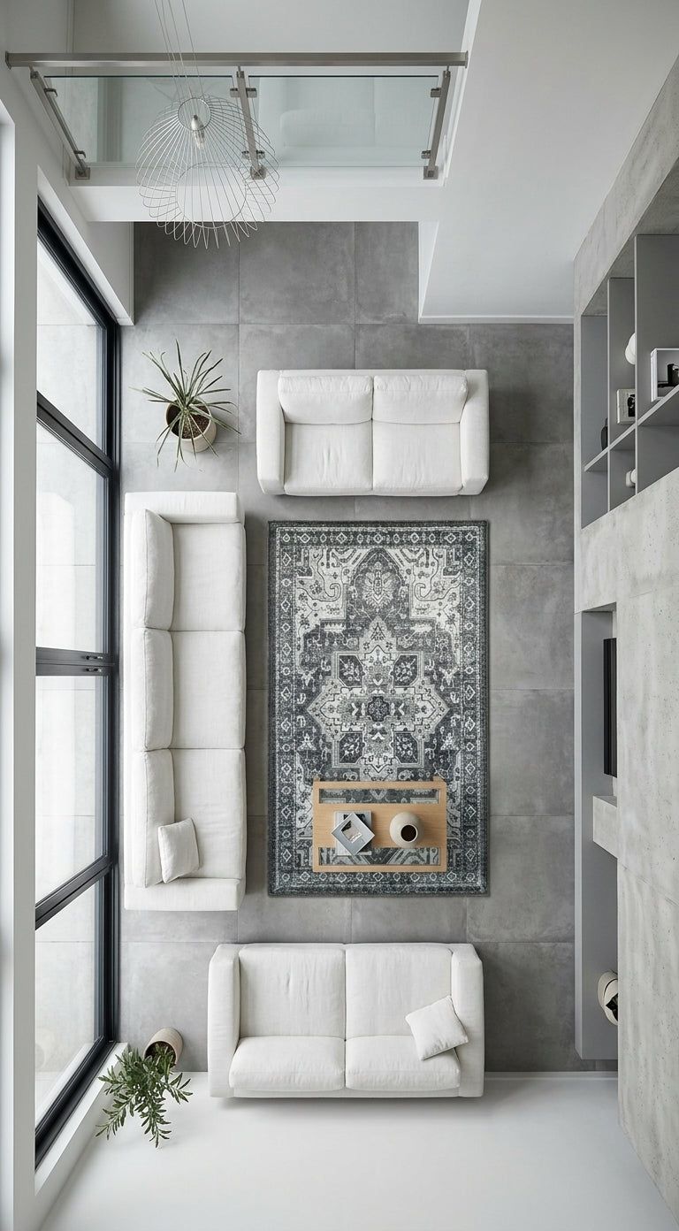 Tapete siena en living contemporáneo minimalista