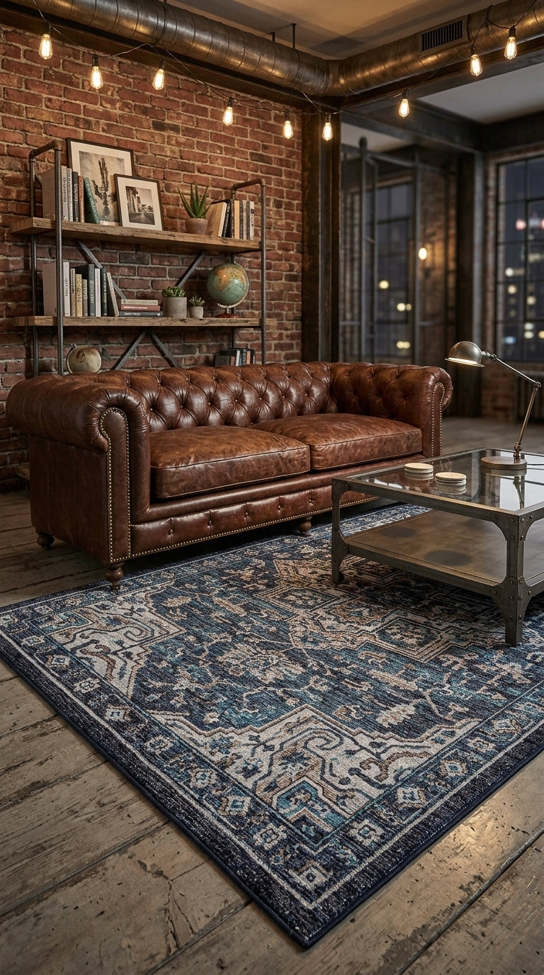 Tapete verona en living contemporáneo industrial cálido