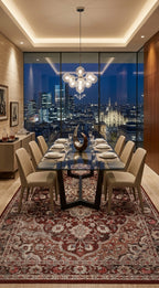 Alfombra damascus en comedor elegante
