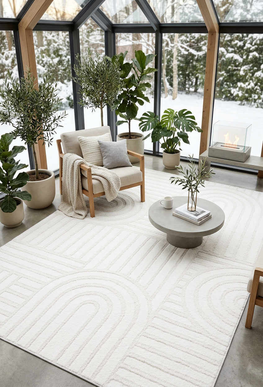 Ambiente con alfombra Aloy Flow Natural
