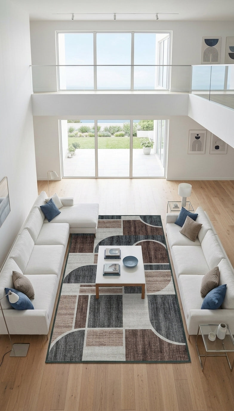 Tapete Milano en living moderno e iluminado