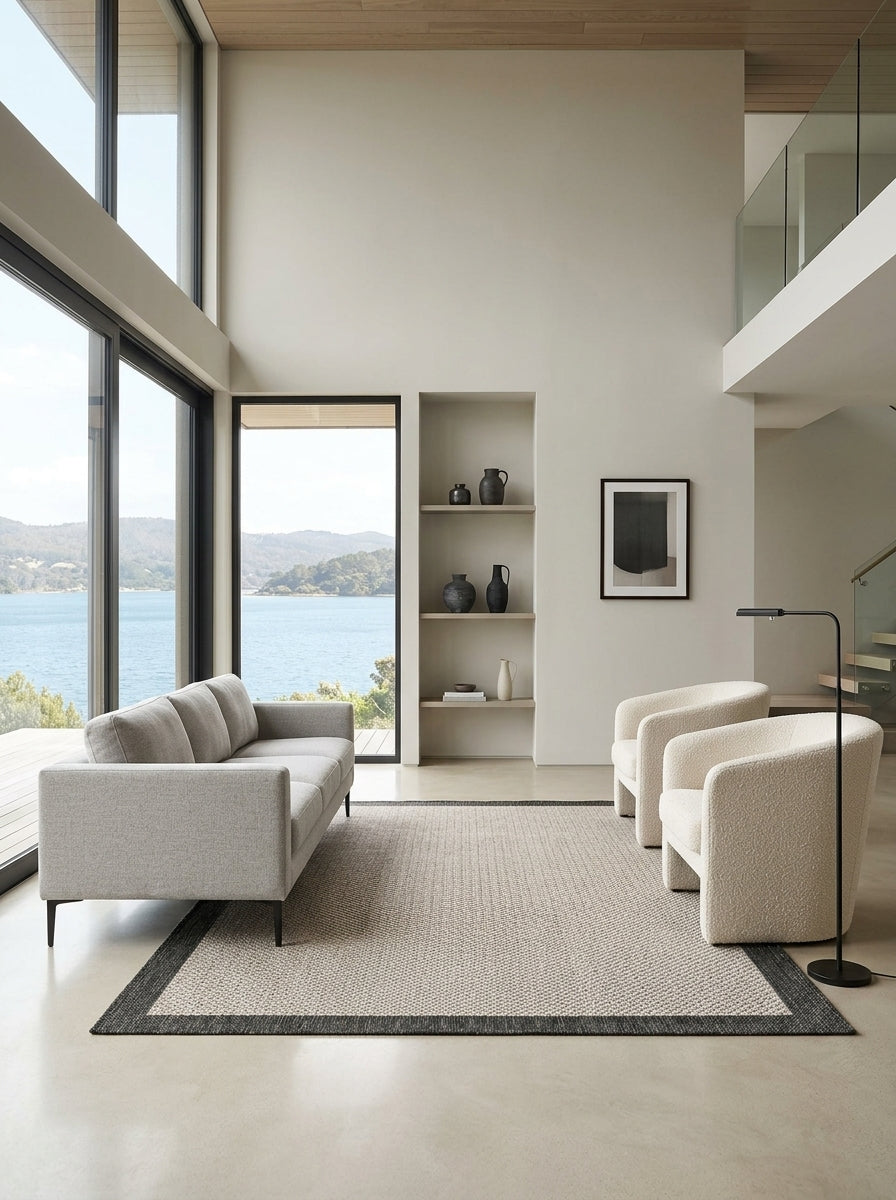 Tapete Sisalo Guard Grey ambiente minimalista