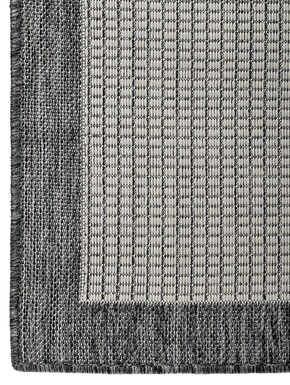 Detalle de textura tejida de alfombra Sisalo White and Gris