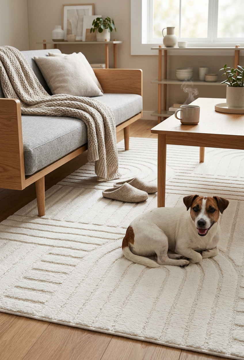 Espacio moderno con tapete Aloy Flow Natural